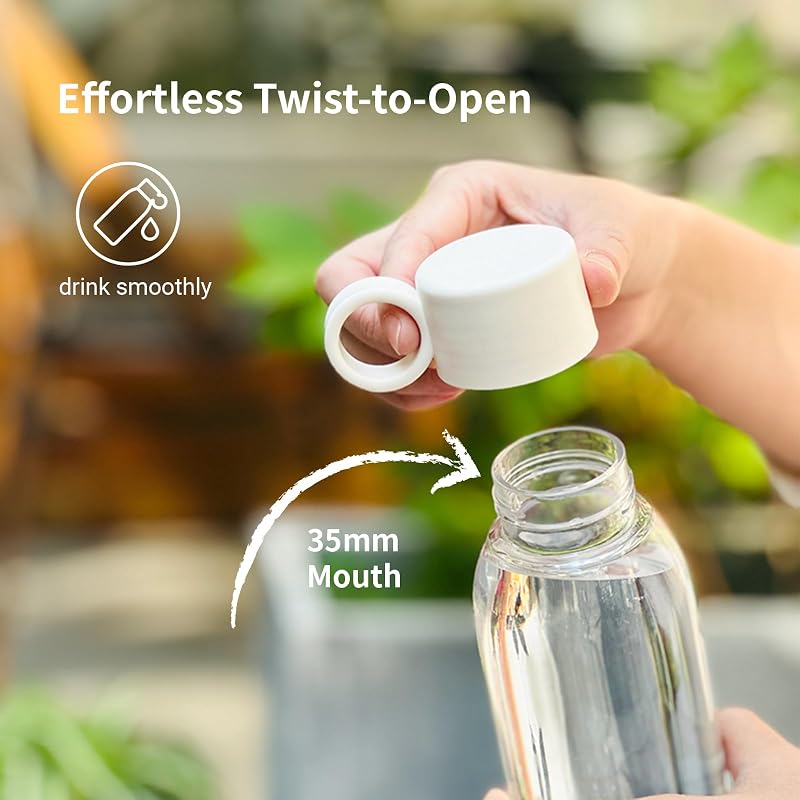emoi 15oz Kids Water Bottle - Clear BPA-Free Leakproof Portable Flask White