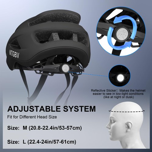 NTGBV Adult Bike Helmet for Men/Women with Helmet Bag 2 Removable Moisture-Wicking Liners Adjustable Dial Comfort Fit Lightweight Shockproof CPSC 1203 Safety Certified for Road-Ready/Urban-Commute/MTB