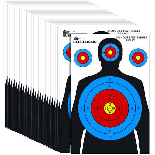 Silhouette Shooting Targets, 25 Pack 23X35 inch Paper Targets for Shooting Range, Suitable for Rifles, Pistols, Airsoft Guns, BB Guns