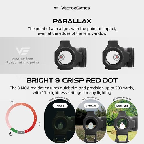 Vector Optics 1x22 Red Dot Scope with 3X Magnifier Combo, Compact Reflex Sight, Quick Detach, 3 MOA Dot Size w/Picatinny Mount
