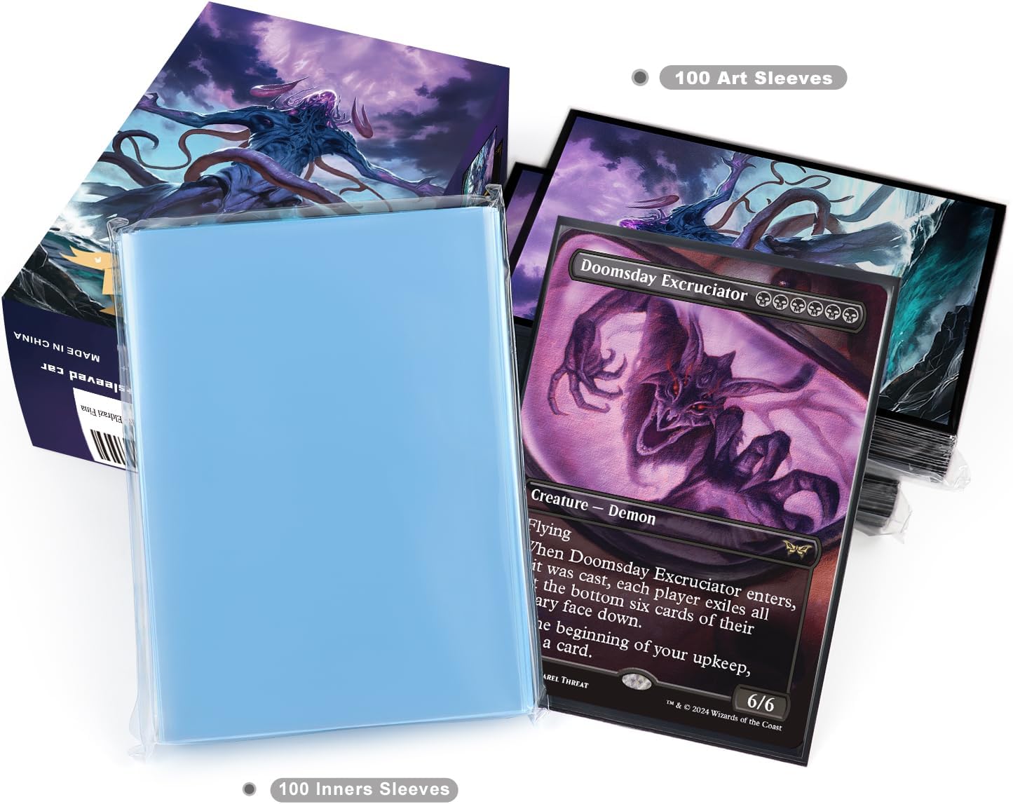 100 MTG Card Sleeves with 100 Inner Sleeve, Textured Back Art Sleeves, Fit Standard Size Cards - Eldrazi