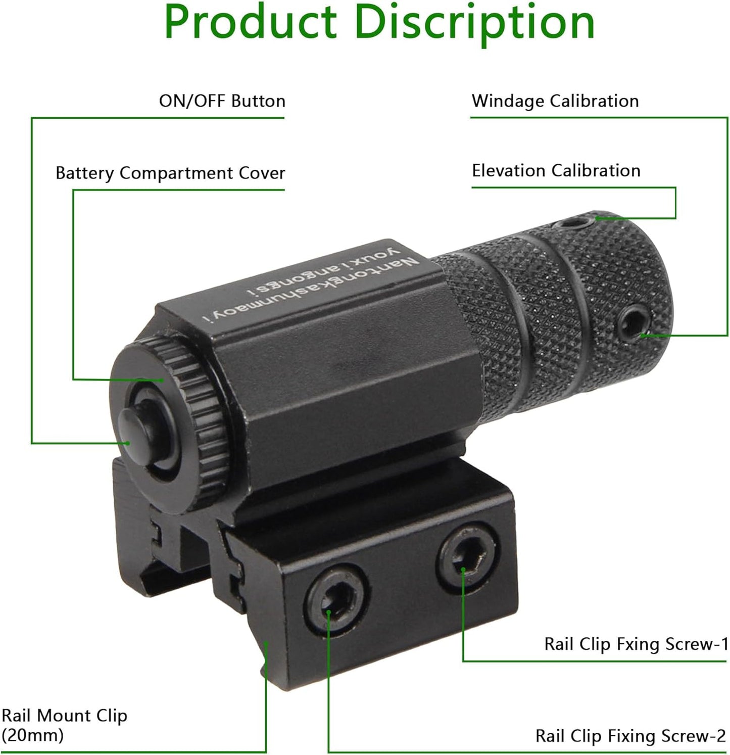 KASENTE Red Laser Beam Sight with 21mm Picatinny Weaver Rail Mount for Airsoft Gun Pistol Rifle