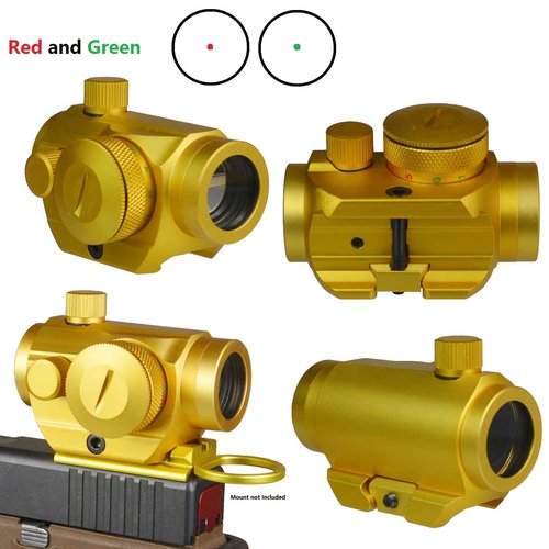 TWP Mini Reflex Dot Sight Scope, Red & Green Illumination,Weaver Picatinny Rail Mount Aluminum Structure Anodized Gold