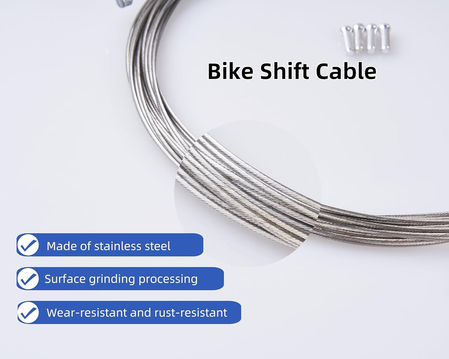 10Pcs 2100MM Universal Bicycle Shifter Cable, Stainless Steel Shift line,Bike Shift Wire Kit for Mountain and Road Bike, With Cable Tips and O-rings
