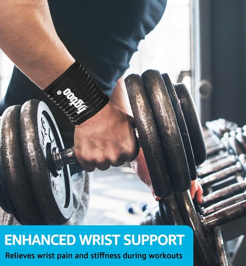 HGBOO Compression Wrist Bands (2 PCS), High-Elastic Straps Wrist Wraps Wrist Brace for Sports Weightlifting Tennis Basketball Tendonitis Carpal Tunnel Arthritis - Breathable Fabric (Black)