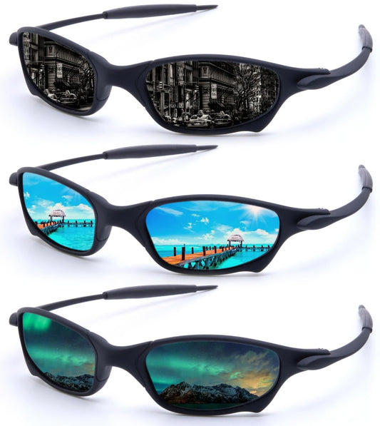 ICARA 3 Pack Polarized Sport Sunglasses for Men and Women Driving Running Cycling Fishing with UV Protection (3 Pack-Black/Blue/Green)