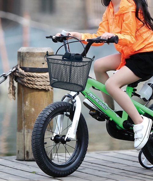 SAMORE Front Bike Basket for Kids Metal Black Bicycle Baskets for Girls & Boys Children Bicycle Basket with Handle Fits Triycle, Scooter, Balance Bike