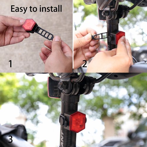 4 Pack Bike Tail Light Bicycle Rear Light USB-C Rechargeable LED Cycling Safety Flashlight with 4 Light Mode for Road Mountain Night Riding & Adults Men Women, Reflectors Accessories