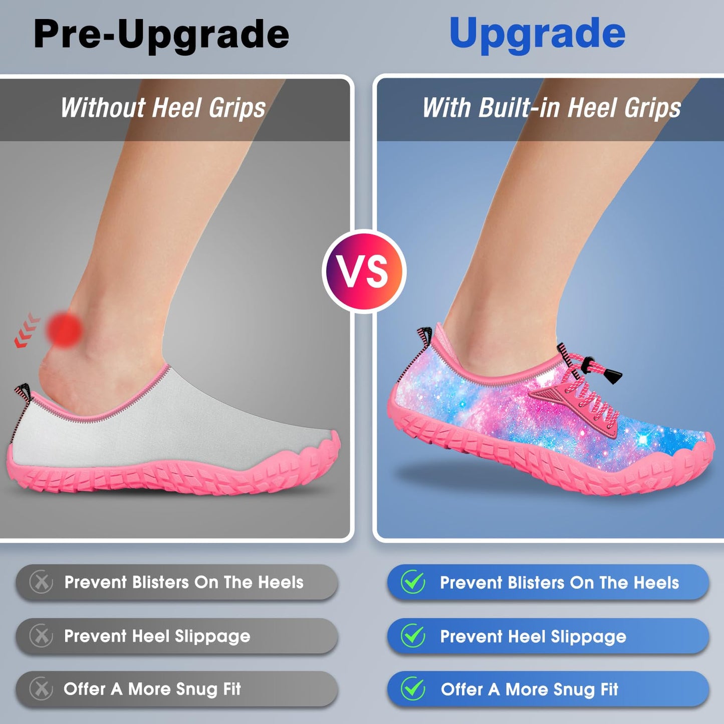 CROVA Built-in Heel Grip Kids Water Shoes for Boy Toddler Girl Wide Toe Box