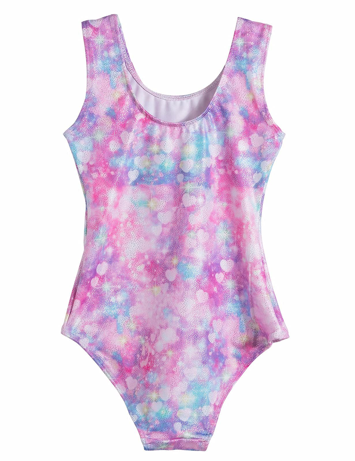 Domusgo Leotard for Girls Gymnastics Size 7-8 Years One Piece Shiny Tank Rainbow Loves Sleeveless Quick Dry Activewear