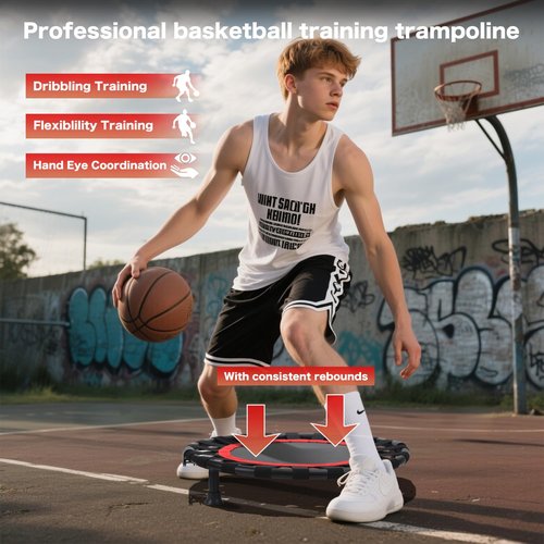 YOUGYM Basketball Training Trampoline - Indoor Quiet Practice Foldable Trampoline for Beginners/Pros, Noise-Reducing Durable Portable Design, Home Ball Training