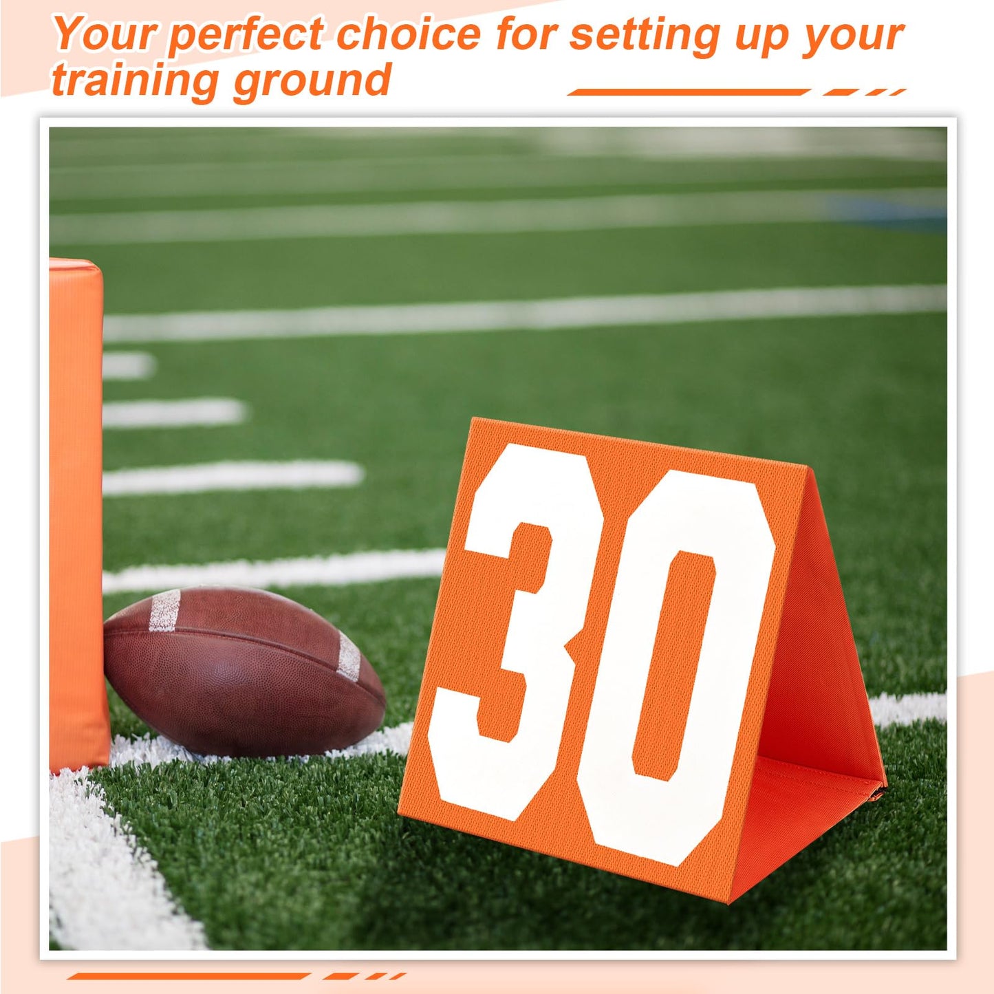 Liliful 11 Pcs Football Yard Markers High Visibility Field Yard Line Markers 12.5 Inch Portable Weighted Yardage Marking with Carry Bag for Sports Game Training (G,10,20,30,40,50,Orange)