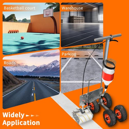 BAUSATZ Line Marker Machine, Field Concrete Paint Line Marking Machine, Lane Marking Applicator with Circle Tool,Oversized Off-Road Wheels for Outdoor Terrain