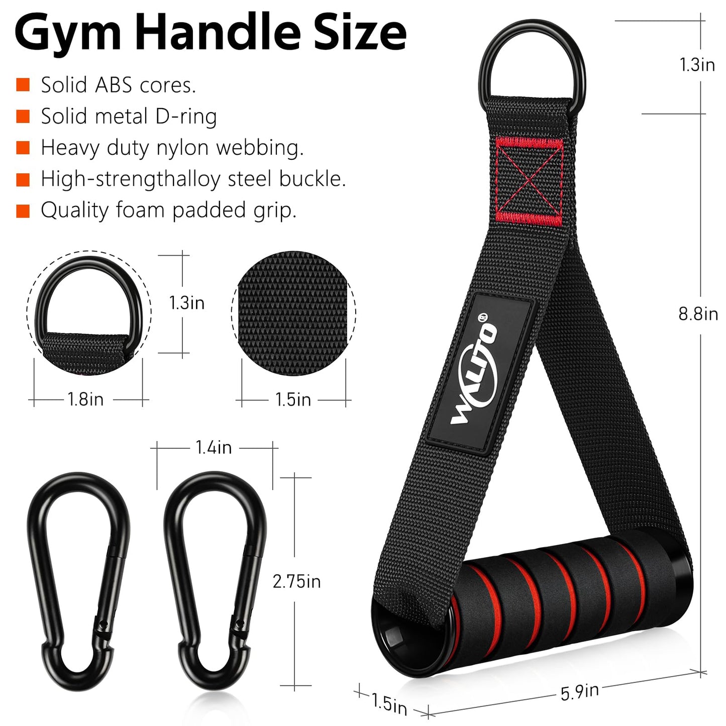 WALITO Exercise Handles, Replacement Cable Machine Attachments for Home Gym Equipment, Pulley System, Pilates, Resistance Bands, Strength Trainer, Heavy Duty Working Out Handles