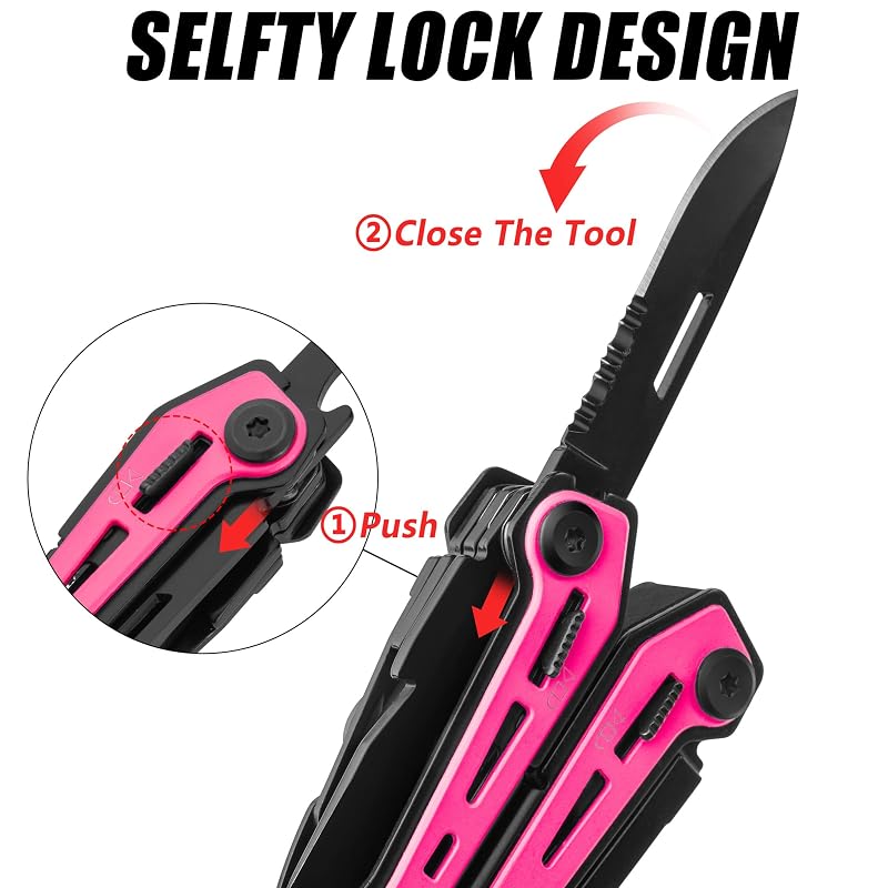 FLISSA 16-in-1 Multi-Tool Pliers EDC Multipurpose Tool Pink - Variation of THIS listing