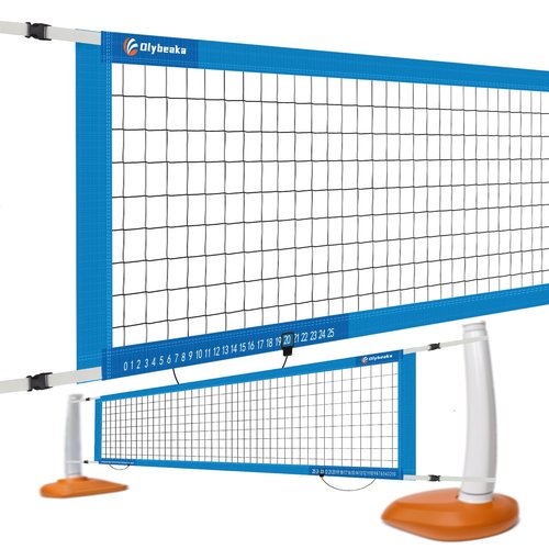 Reinforced Anti-UV Replacement Pool Volleyball Net with Scoring Clamps, 15-29 ft Adjustable Length - Easy Set Up and Long Lasting (Sky Blue)