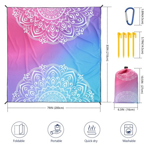 AISPARKY Beach Blanket Waterproof Sandproof, Oversized Large Beach Mat 79" X 83"/120"x108" for 1-8 Adults, Quick Drying&Compact&Lightweight, Picnic Mat Vacation Essentials for Beach Camping Travel
