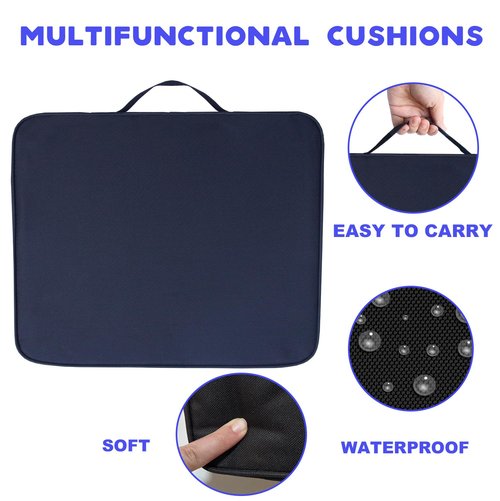 KIMI HOUSE 2 Pieces Black Indoor & Outdoor Chair Cushion, Boat Canoe Kayak Seat, Stadium Seating for Bleachers, Best for Camping, Bleachers, Sports Events