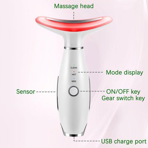 Whsdo 7-in-1 Red-Light-Therapy-for-Face and Neck, Face Neck Massager for Daily Skin Care Routine