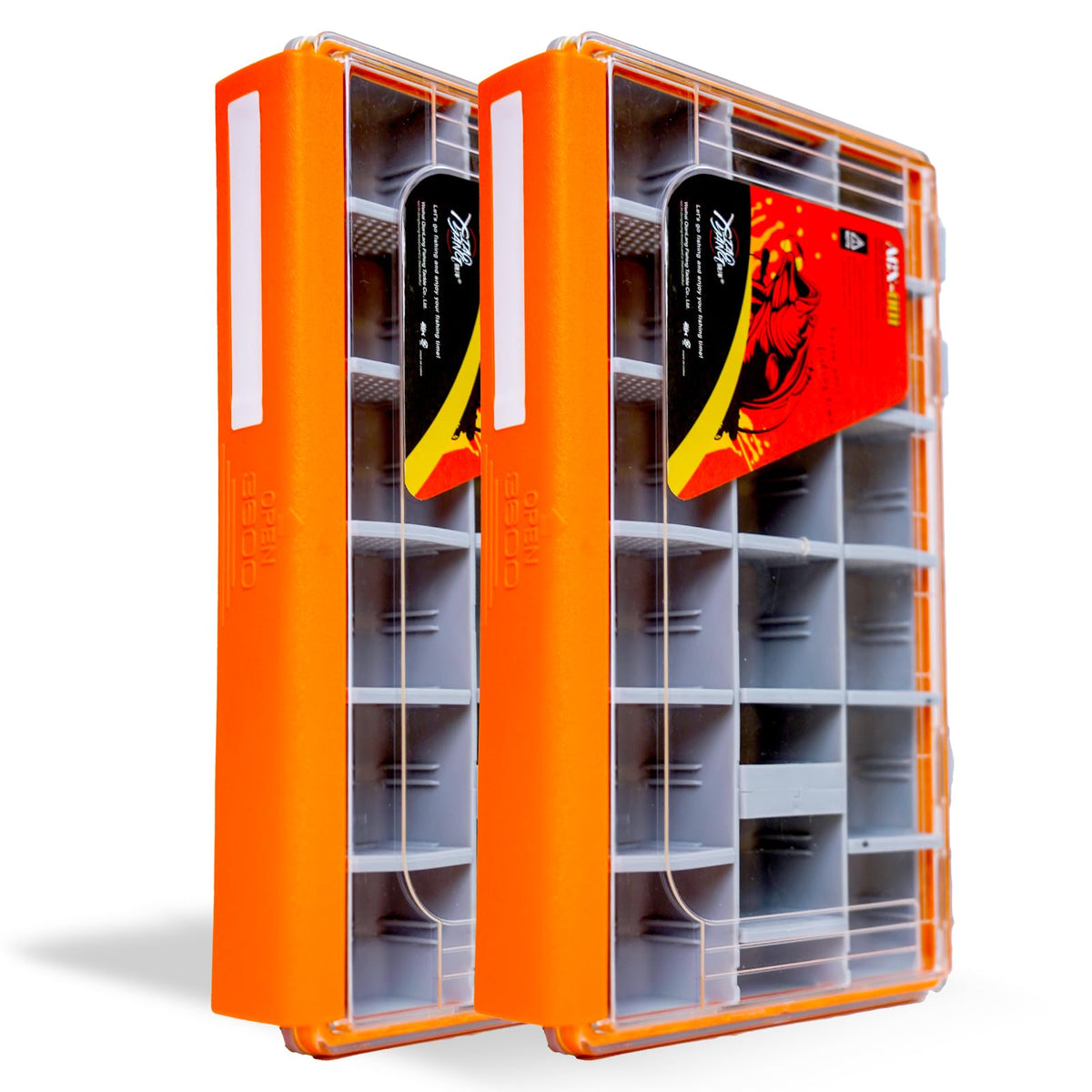 Tcakelox Deluxe Fishing Tackle Box, Waterproof 3600 and 3700 Tackle Trays, Organizer with Removable Dividers, Sealed Lure Box and Terminal Tackle Storage (2, 3600 Orange)