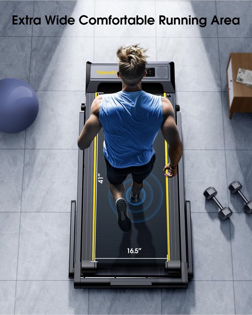 TOPUTURE Walking Pad Treadmill with 12% Incline, 4 in 1 Folding Treadmill for Home/Office with Handle Bar, 2.5HP Under Desk Treadmills Portable Walking Pad with App & Bluetooth Speaker, 0.6-10MPH