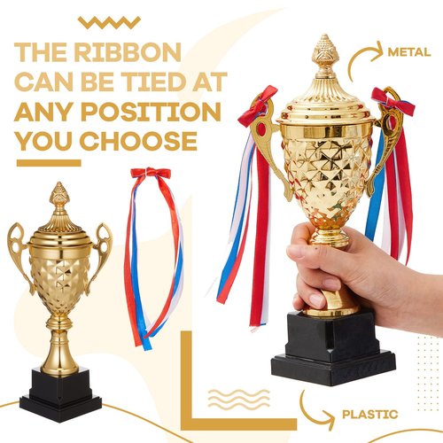 Liliaafar 3 Pcs Large Gold Trophy Award Cup Metal Trophy Cup for Soccer Basketball Sports Competitions Championships Award Ceremony Celebration Party Gift(11.4 x 5.5 Inch)