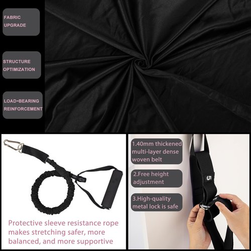 Yoga Stretching Strap, Leg Waist Back Bend Auxiliary Yoga Stretch Band, Upgraded Version with Door Anchor 2 Resistance Rope Stretch Strap Inversion Trainer for Pilates Dance Aerial Fitness Gymnastics