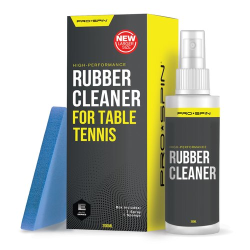 PRO SPIN Table Tennis Rubber Cleaning Kit - Ping Pong Paddle Cleaner | 200ml Rubber Cleaner & Sponge Included | Eliminate Dirt & Dust | Optimal Spin & Control | Preserve Rubber & Restore Tackiness