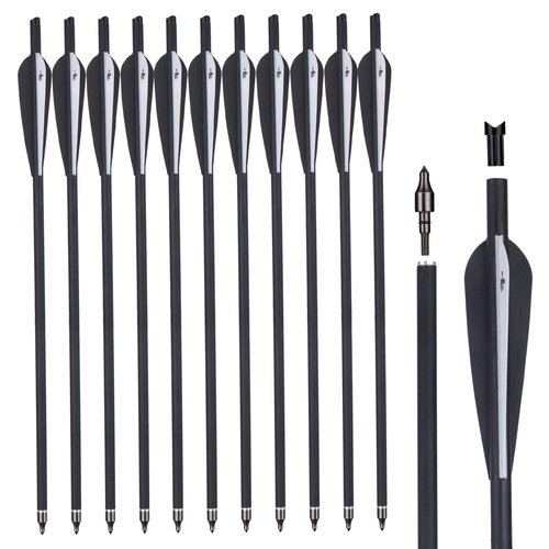 GQT Crossbow Bolts 16 Inch -, Hunting and Target Practice, Archery Bolts for Crossbow Shooting, 12 Pack
