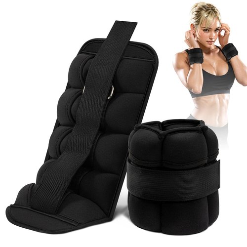 Wolliwa Adjustable Ankle Weights for Women Men 1 Pair 2 4 6 8 10 Lbs Weighted Ankle Wrist Weights with Removable Weights Straps Gym,Workout,Walking,Jogging,1-5 lbs Each Ankle,1 Pair 2-10 lbs (Black, ‎10 lbs/Pair‎ (5 lbs each))