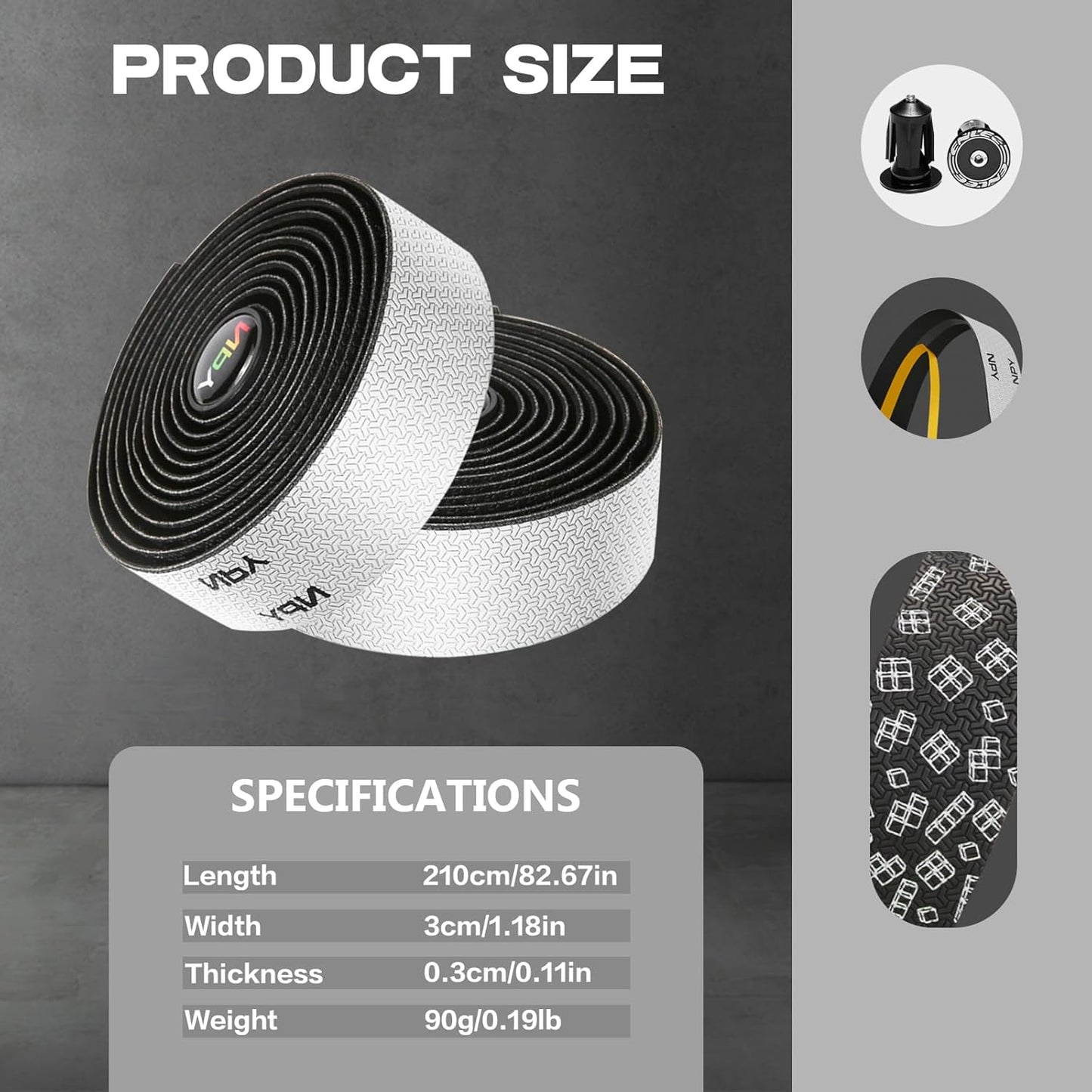 2pcs Bicycle Bar Tape, Bike Handlebar Tape, Road Bicycle Handlebar Tape, Cycling Grip Tape, with 4pcs Handlebar End Plugs, Soft Comfortable, Wear Resistant, Black