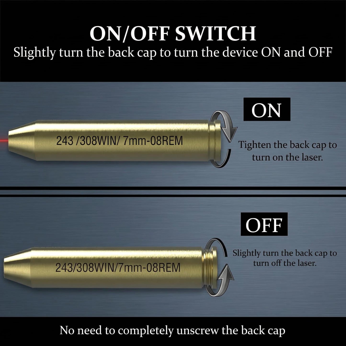 GOTICAL 308 or 30-06 Bore Sight Laser Red Dot in-Chamber Cartridge, Laser Will Display a 2” dot at 100 Yards, Designed for Fast Gun zeroing and Sighting, SIX Batteries are Included