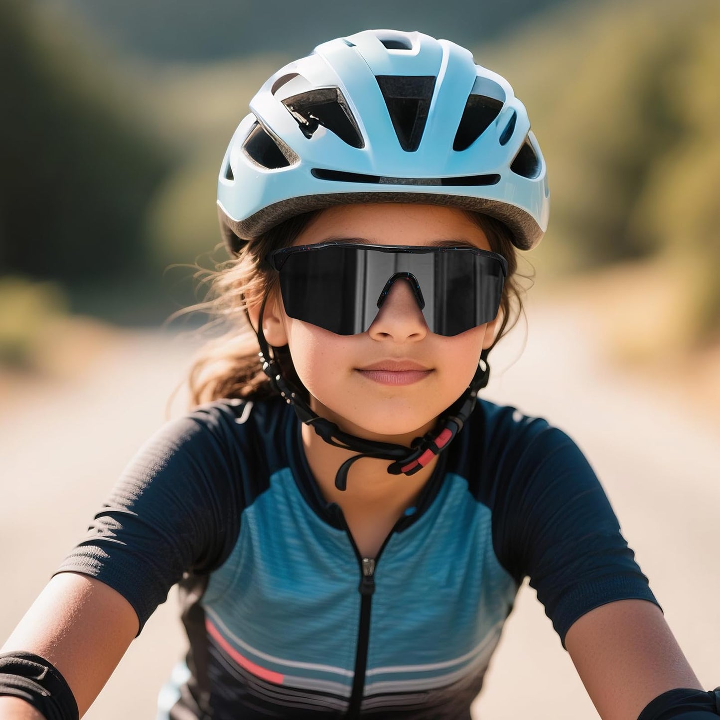 Ofwin Kids Sports Sunglasses for Boys Girls Polarized Youth Softball Baseball Sunglasses Cycling Running Age 5-15 Black Frame/Gray Lens