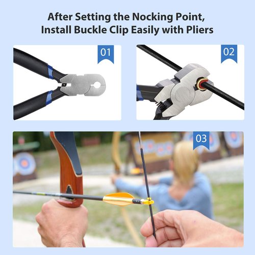 Zonon Bow String Nocking Points Pliers Strings Knock Set T Shape Bow Square Ruler Nocking Buckle Pliers Recurve Turning Kit Archery(Dark Blue)