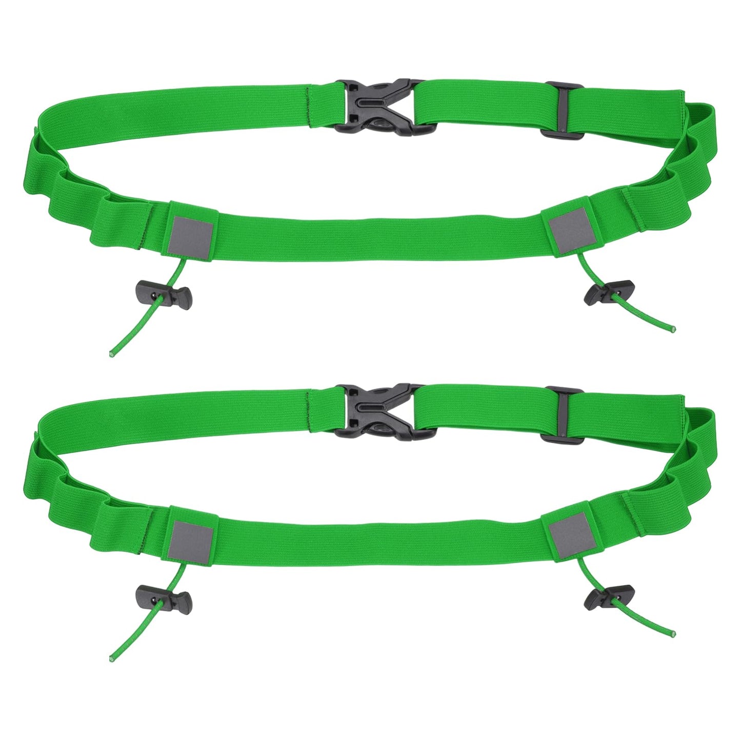 YELARXI Bib Belt, Race Belt Triathlon Running Number Holder Elastic Comfortable with 6 Gel Loops, Sport Race Bib Holder 2Pcs, Green for Runners/Marathon/Cycling