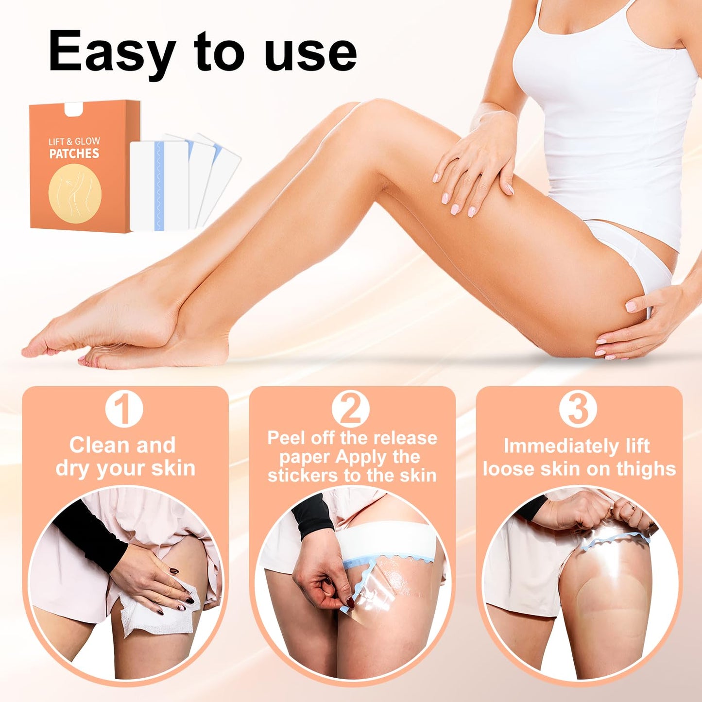 10PCS Hey Nip Thigh Lift Tape,Lift and Glow Patches Legs,Instant Lift Invisible Patches,Transparent Anti-Chafing Skin Lifting & Firming,Invisible Waterproof Adhesive Body Tape,for Inner Thighs