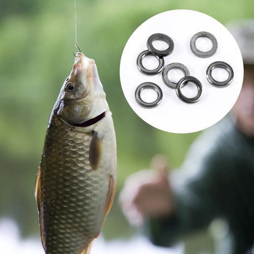 DAZEBRA 50pcs 2mm Fly Fishing Tippet Rings, Stainless Steel Leader Connectors, Micro Solid Freshwater Fishing Gear Accessories for Trout Salmon Crappie Bluegill Steelhead- Black