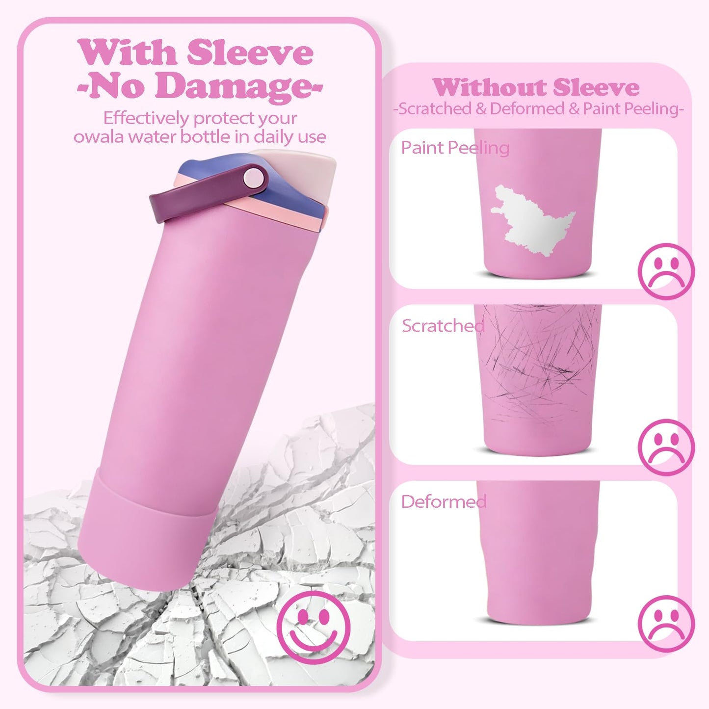 Kaitiaki 2PCS Silicone Boots for Owala 30oz & 40oz FreeSip Sway Bottles & Tumblers – Non-Slip, Scratch-Resistant, Stability Enhancer for Owala Accessories (Lilac Bloom)