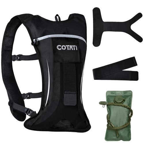 COTATI Hydration Backpack Running Vest with 2L Water Bladder,Lightweight Backpacks for Men Women Hiking Biking Cycling (Black, Water Bladder 2L)