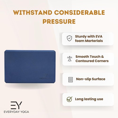 Everyday Yoga Block Soft Non-Slip Foam Surface for Stability, Balance, and Deepen Stretches - Ideal for Yoga, Pilates, and Meditation Accessories - Aqua