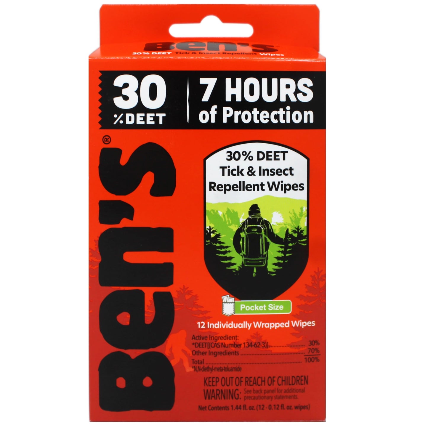 Ben's 30 Deet Mosquito Tick Insect & Bug Repellent Field Wipes - 24 Pack
