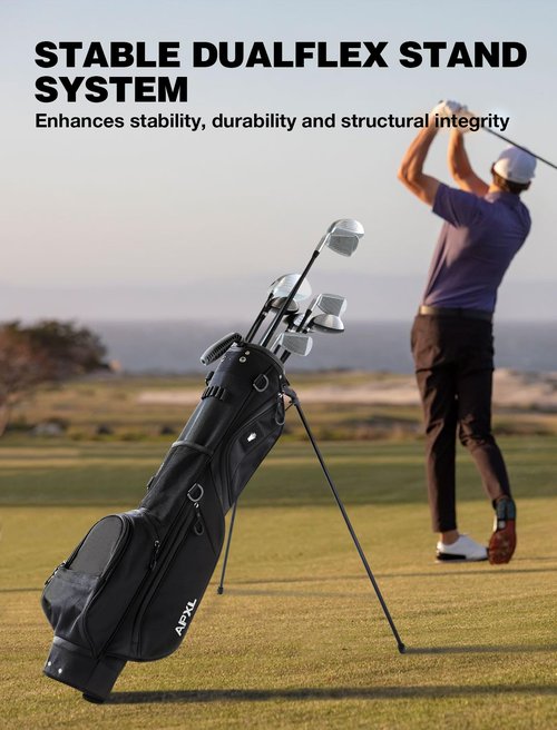 Small Golf Bag, 3 Divider Fit Up to 8 Clubs, Stand Bag with Rain Cover, Durable Pitch n Putt, Lightweight with Strap and Stand for Men & Women