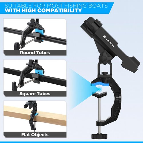 PLUSINNO 2 Pack Fishing Rod Holders for Boat, Upgraded Dual-V Shaped Design, Fit Round/Square Tube Boat Fishing Gear