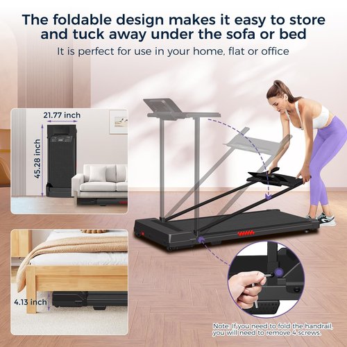 Treadmill for Home, Walking Pad with Handle Bar. 2 in 1 Walking Pad Treadmill 300+ lb Capacity, Compact Treadmills with Desk Workstation for Small Spaces. 3.0HP Portable Running Machine for Home Small