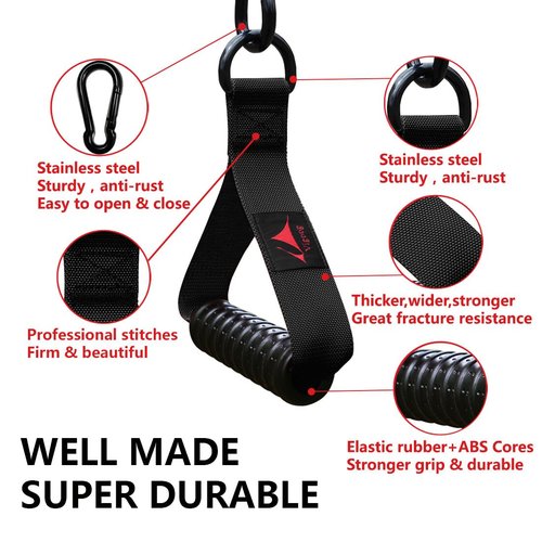 Vigoog Heavy Duty Gym Exercise Handles Attachment for Cable Machine,Resistance Band,Pulley System Fitness Workout Equipment, with Elastic Rubber Grip (Carbon Black XR)