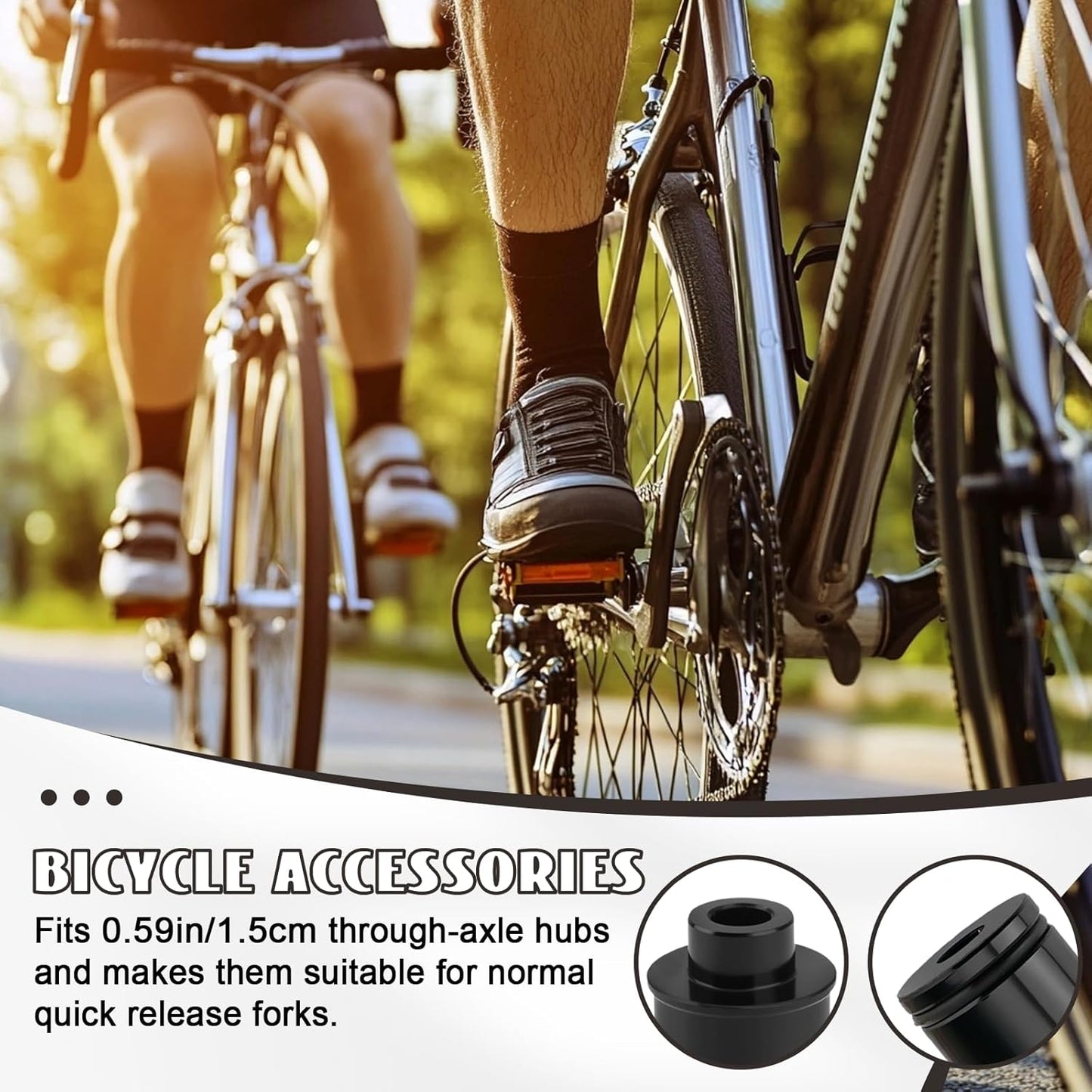 2 Pack Mountain Bike Hub Adapter, Quick Release Hub Converter Adapter, 12/15mm to 9mm Thru Axle Quick Release for Mountain Road Bicycle Cycling Wheel