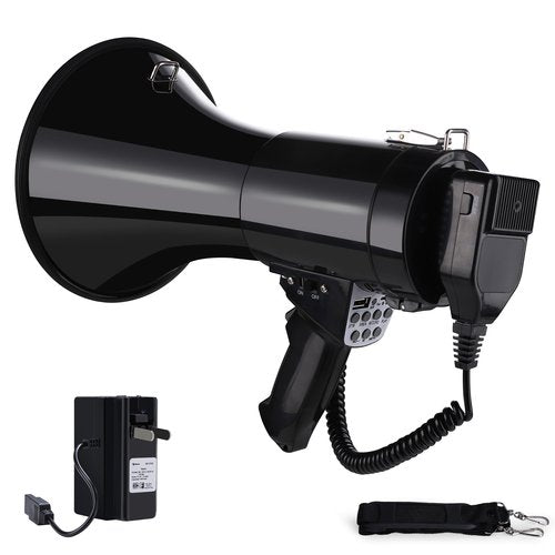 50W Bluetooth Megaphone Bullhorn with Rechargeable Battery-Professional Mega Phone with Siren&240s Recording Supports USB/TF/3.5mm Aux Input-1200 Yard Range for Sports Emergency Outdoor Activities