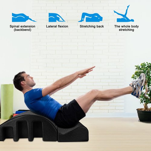 Faittd Pilates Spine Corrector,Black Foam Step Barrel for Spine Health, Balance, Core Strengthening and Stretching
