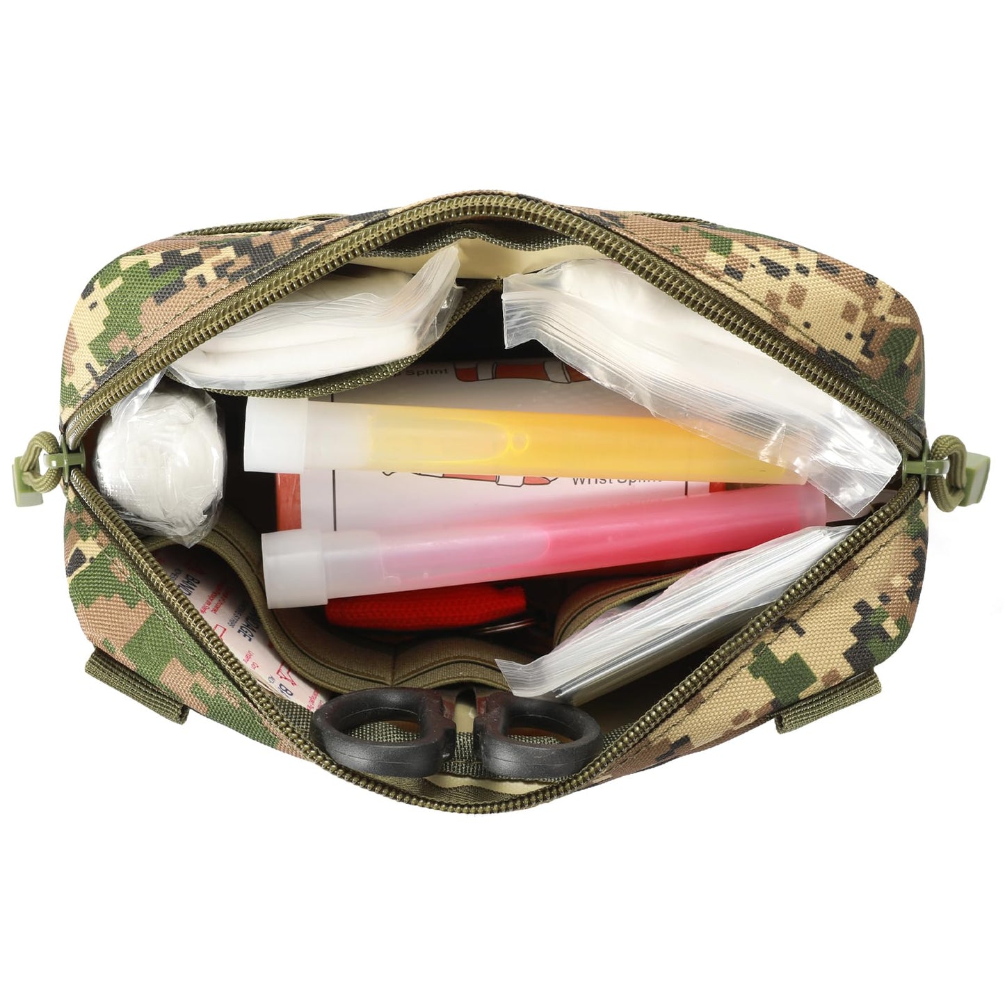 FRTKK Tactical Molle Admin Pouch Utility Laser Cut EDC Tool Pouch Bag Horizontal Modular Pouches Include US Flag Patch and Keychain (Digital)
