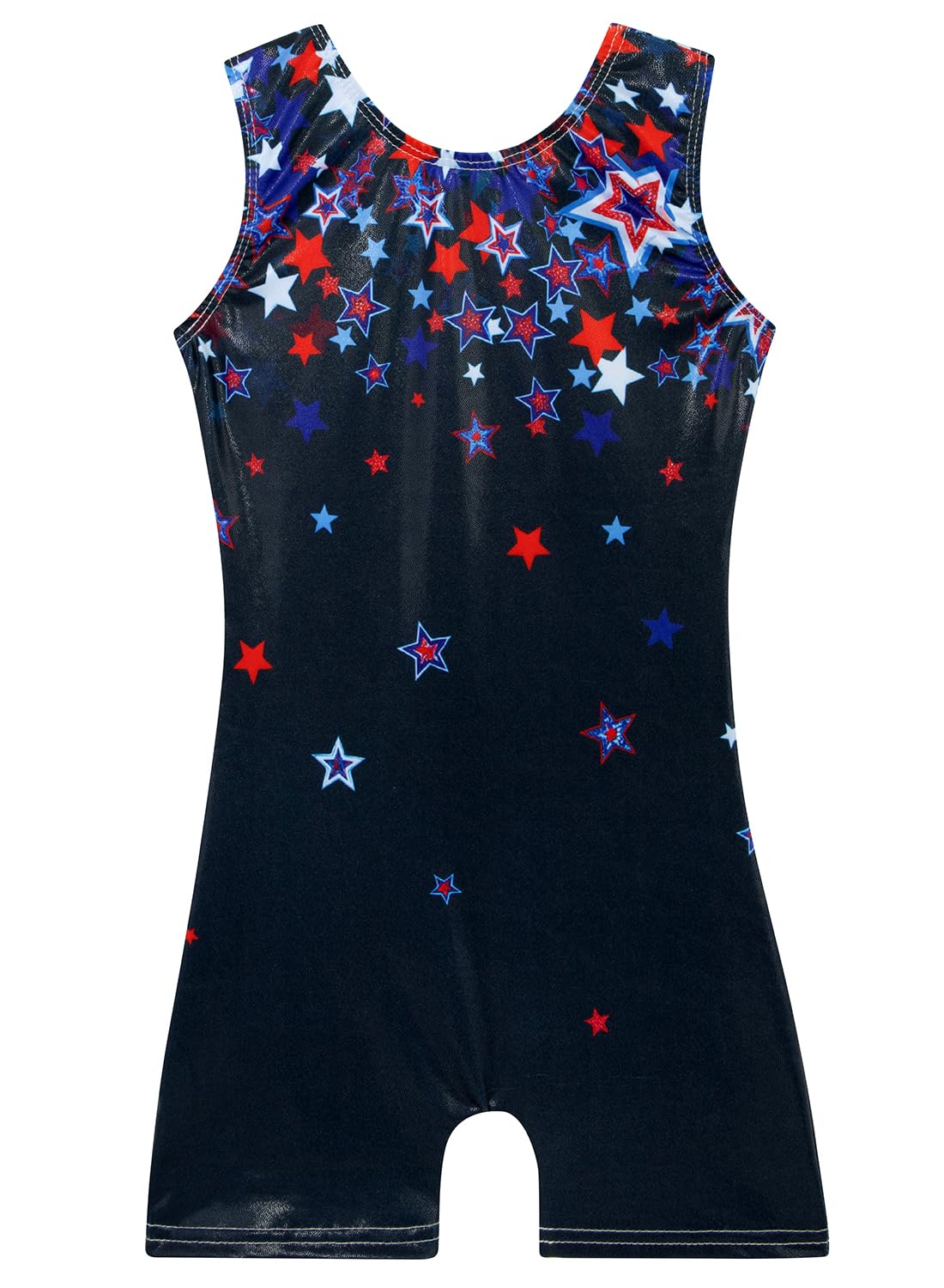 Gymnastics Leotards for Girls Toddler Ballet Dance Tumbling Outfits 3t 4t Kids Sleeveless Gymnastic Biketard with Shorts Sparkly Dancwear Unitards Clothes Bodysuit (Blue Red Stars, 3-4T)